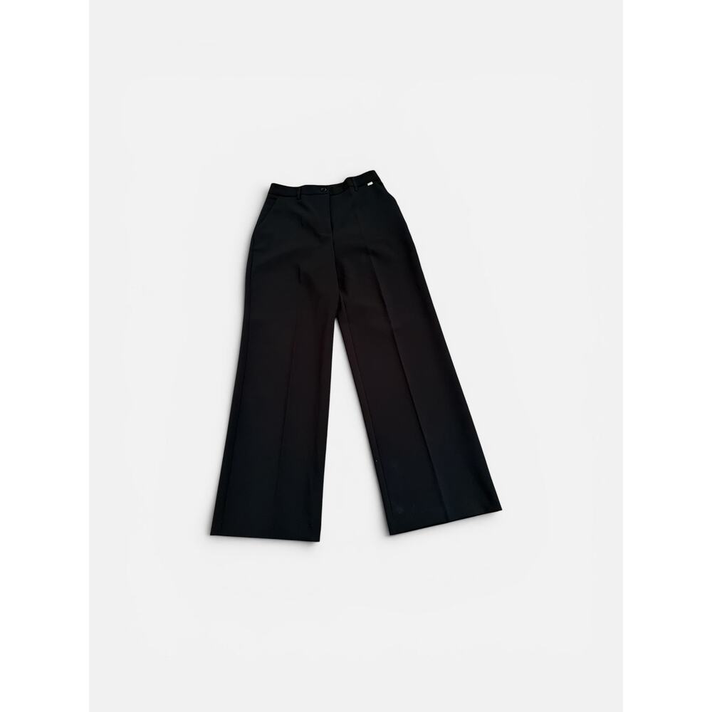 Camomilla Italian Made Black Flowy Straight-Leg Trousers Size 8